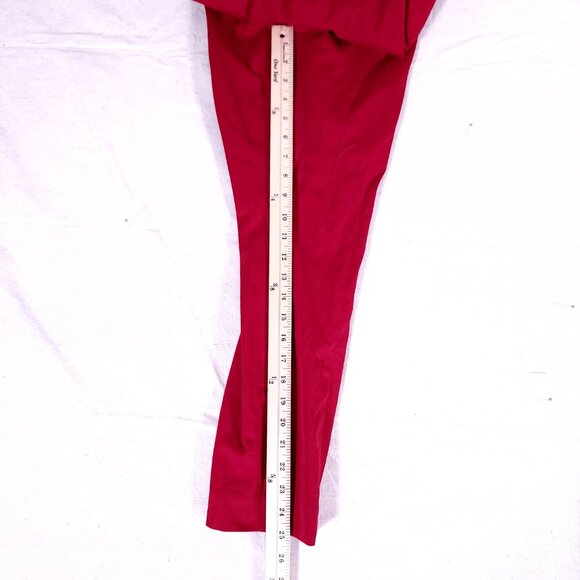 Anthropologie The Essential Slim Pants Womens 12 Red Double Button Stretch Crop - Picture 5 of 16